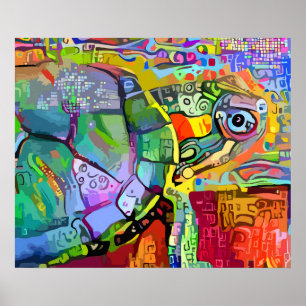 COLORFUL SURREAL TURTLE ABSTRACT ART POSTER