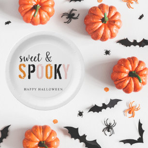 Colorful Sweet And Spooky   Happy Halloween  Paper Plate
