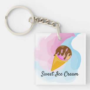 Colorful sweet ice cream in a cone key ring