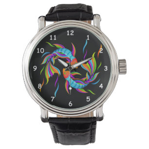 Colorful Swimming Fish or Yin and Yang Symbol Watch