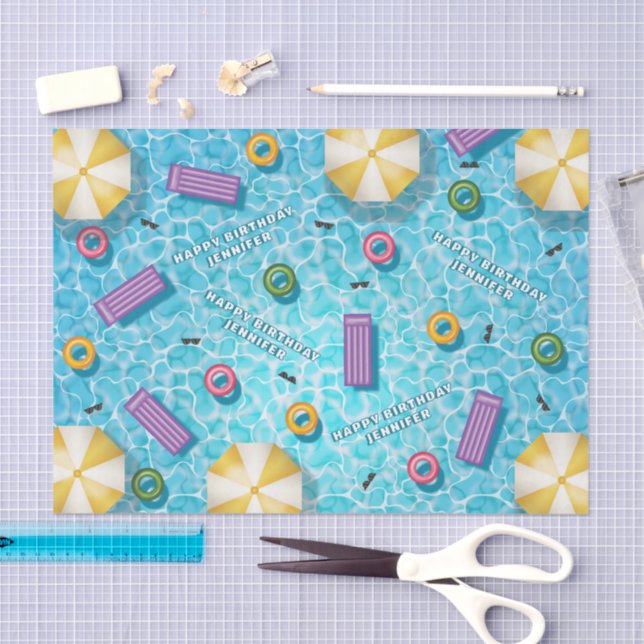 Colorful Swimming Pool Accessories Summer Birthday Tissue Paper (Craft)