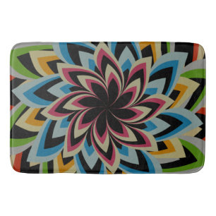 COLORFUL SWIRL FLOWERS BATH MAT