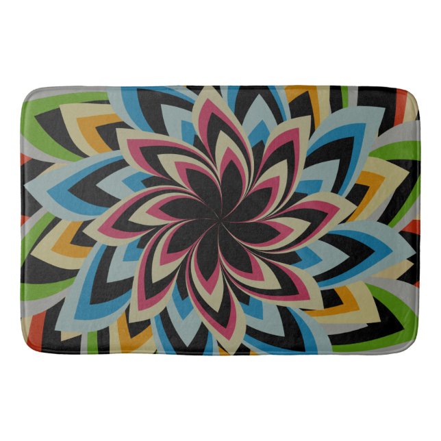 COLORFUL SWIRL FLOWERS   BATH MAT (Front)