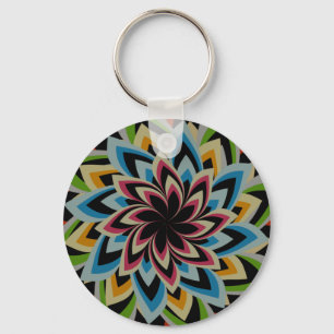 COLORFUL SWIRL FLOWERS   KEY RING