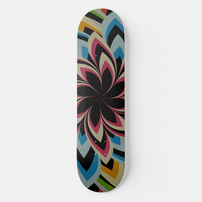 COLORFUL SWIRL FLOWERS   SKATEBOARD (Front)