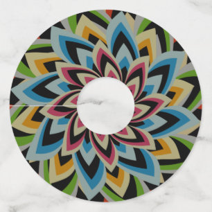COLORFUL SWIRL FLOWERS WINE GLASS TAG