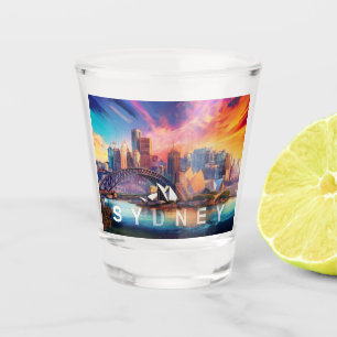 Colorful Sydney Skyline Abstract Art Shot Glass