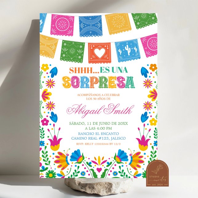 Colorful Talavera Mexican Fiesta SORPRESA Birthday Invitation (Creator Uploaded)