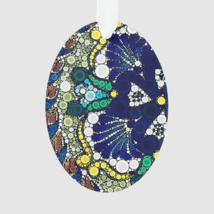 colorful talavera pottery mexican blue photo art ornament