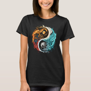 Colorful Taoism Yin Yang Splash on Zen Taijitu Yin T-Shirt