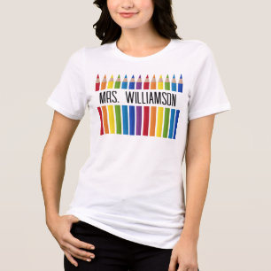 Colorful Teacher Pencil Tri-Blend Shirt
