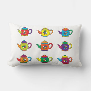 COLORFUL TEAPOTS LUMBAR CUSHION