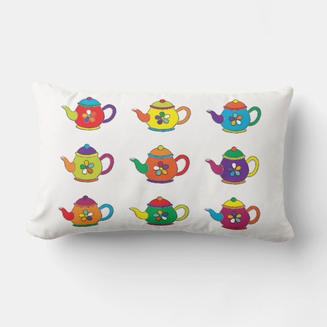 COLORFUL TEAPOTS LUMBAR CUSHION (Front)