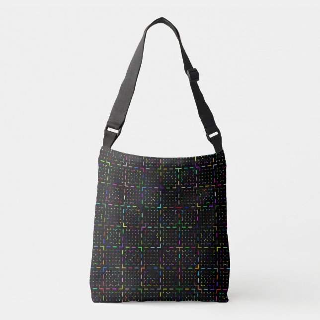 Colorful tech coding electronics pattern  crossbody bag (Front)
