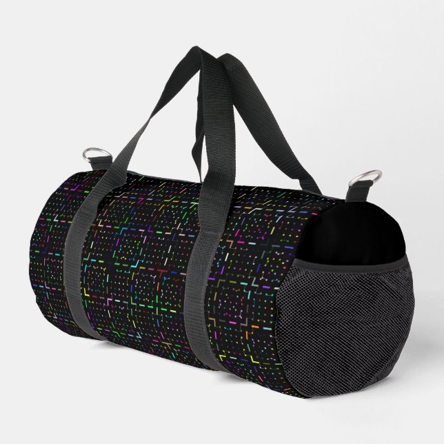Colorful tech coding electronics pattern  duffle bag (Right Corner)