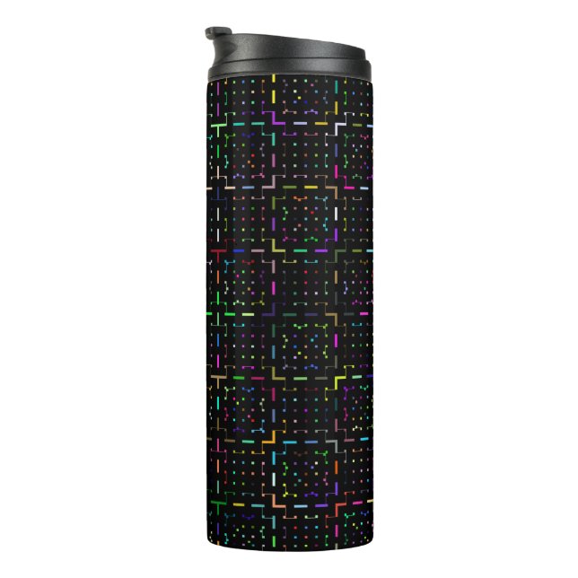 Colorful tech coding electronics pattern  thermal tumbler (Rotated Right)