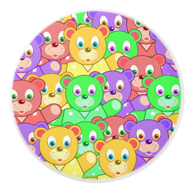 COLORFUL TEDDY BEARS CERAMIC KNOB (Front)
