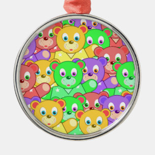 COLORFUL TEDDY BEARS METAL TREE DECORATION