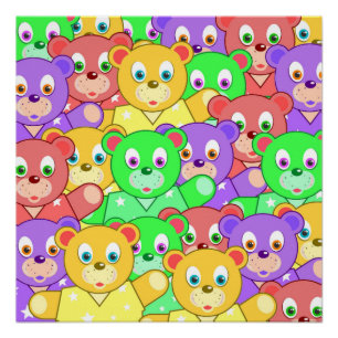 COLORFUL TEDDY BEARS POSTER