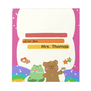 Colorful Teddybear Rainbow Teacher Notepad