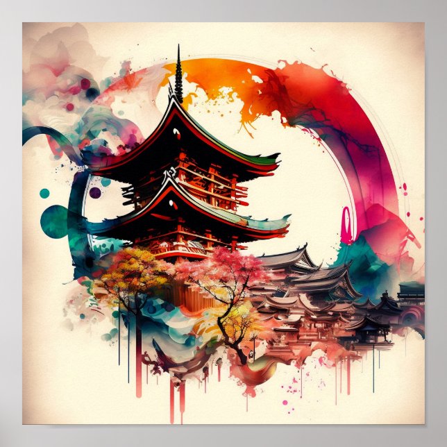Colorful Temple Japan Poster (Front)