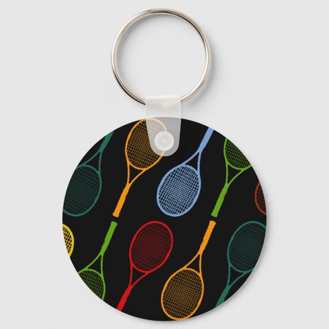 colorful tennis rackets pattern key ring (Front)