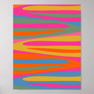 Colorful Terzo Stripes Bright Abstract Pattern Poster