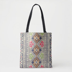 Colorful Thailand style rug surface close up vinta Tote Bag