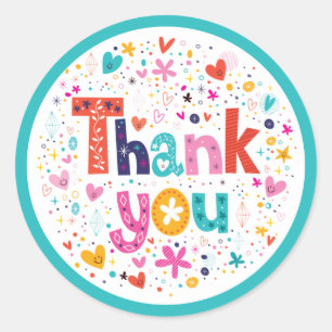 Colorful Thank You  Classic Round Sticker