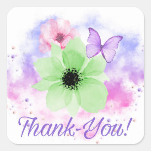 Colorful Thank-You! in Bright Flowers Sticker