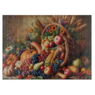 Colorful/Thanksgiving/Cornucopia/Fall Cutting Board