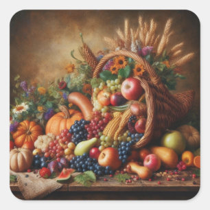 Colorful/Thanksgiving/Cornucopia/Fall Square Sticker