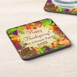 Colorful Thanksgiving Harvest Coaster