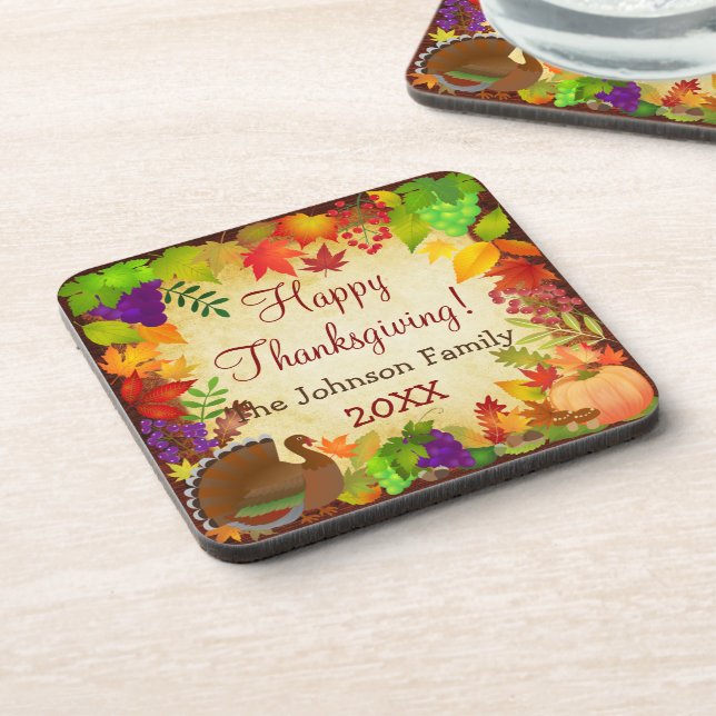 Colorful Thanksgiving Harvest Coaster (Left Side)