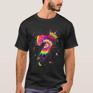 Colorful Tie Dye 7 Year Old Girls 7Th Birthday Cut T-Shirt