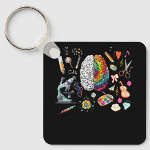 Colorful Tie Dye Brain Science Art Neuroscience Ne Key Ring