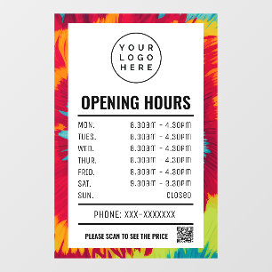 Colorful Tie Dye Opening Times With Qr Code