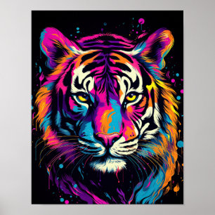 Colorful Tiger Face Portrait Poster