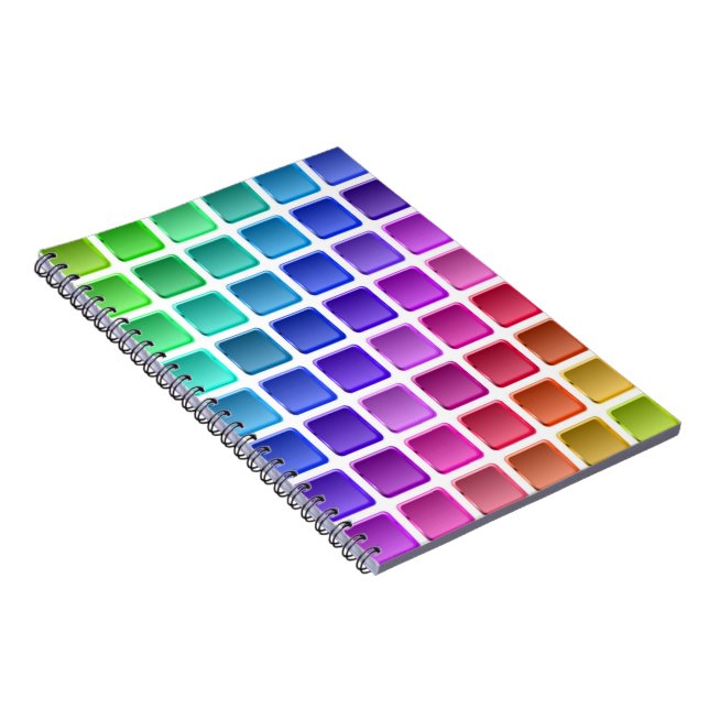 COLORFUL TILE SQUARES SPIRAL NOTEBOOK (Right Side)