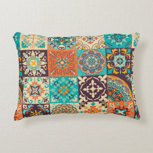 Colorful tiles Azulejos. Traditional Portuguese or Decorative Cushion