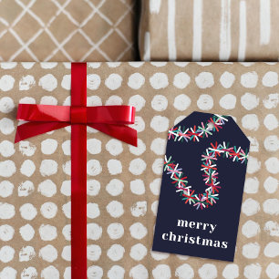 Colorful Tinsel Garland Merry Christmas Gift Tag