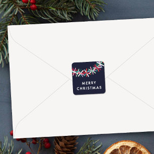Colorful Tinsel Garland Merry Christmas Sticker