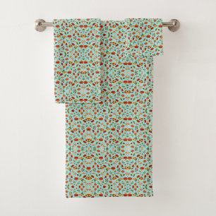colorful towel set featuring a playful floral 