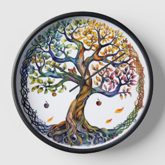 Colorful Tree of Life Illustration Clock