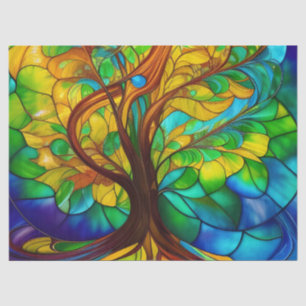 Colorful Tree of Life Stained Glass Look Tissue Paper