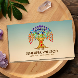 Colorful  Tree of life with Chakras  Business Card