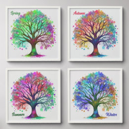 Colorful Trees Photo Tiles