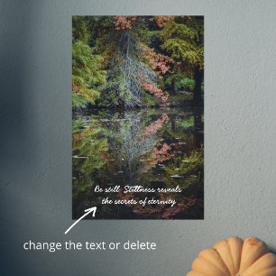 Colorful trees reflecting upon the calm water poster