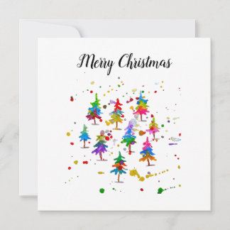 Colorful Trees with Snow Holiday Card