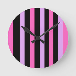 Colorful Trendy pink and black  Round Clock